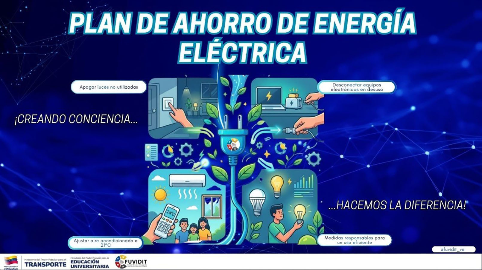 Noticia: FUVIDIT se suma al Plan Nacional de Ahorro de Energía Eléctrica - Registro informativo en la sala de prensa de FUVIDIT Venezuela